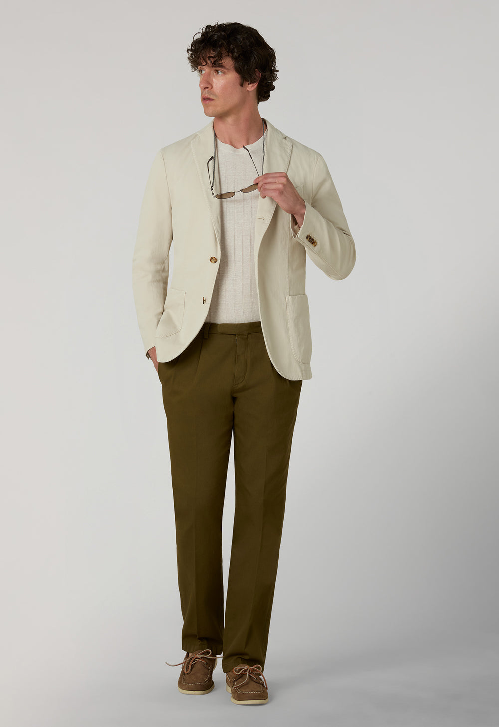 Beige Garment Dyed Stretch Cotton K-Jacket