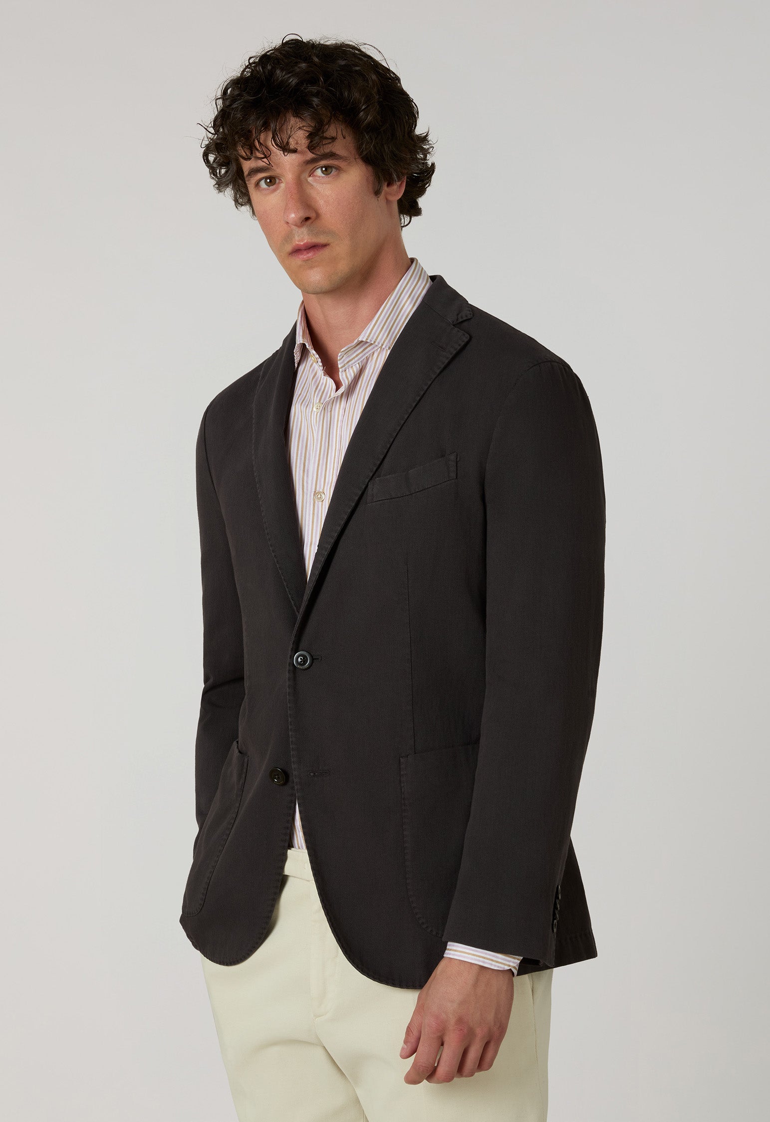 K-Jacket in cotone stretch tinto in capo marrone