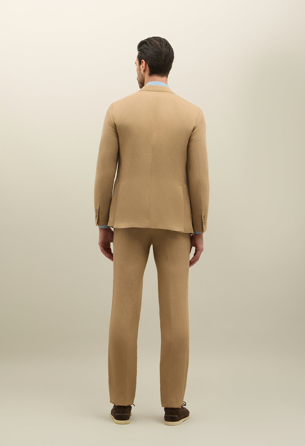 Dark Beige Linen Tencel Satin K-Suit