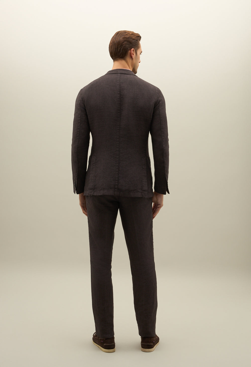 Brown Garment Dyed Linen K-Suit
