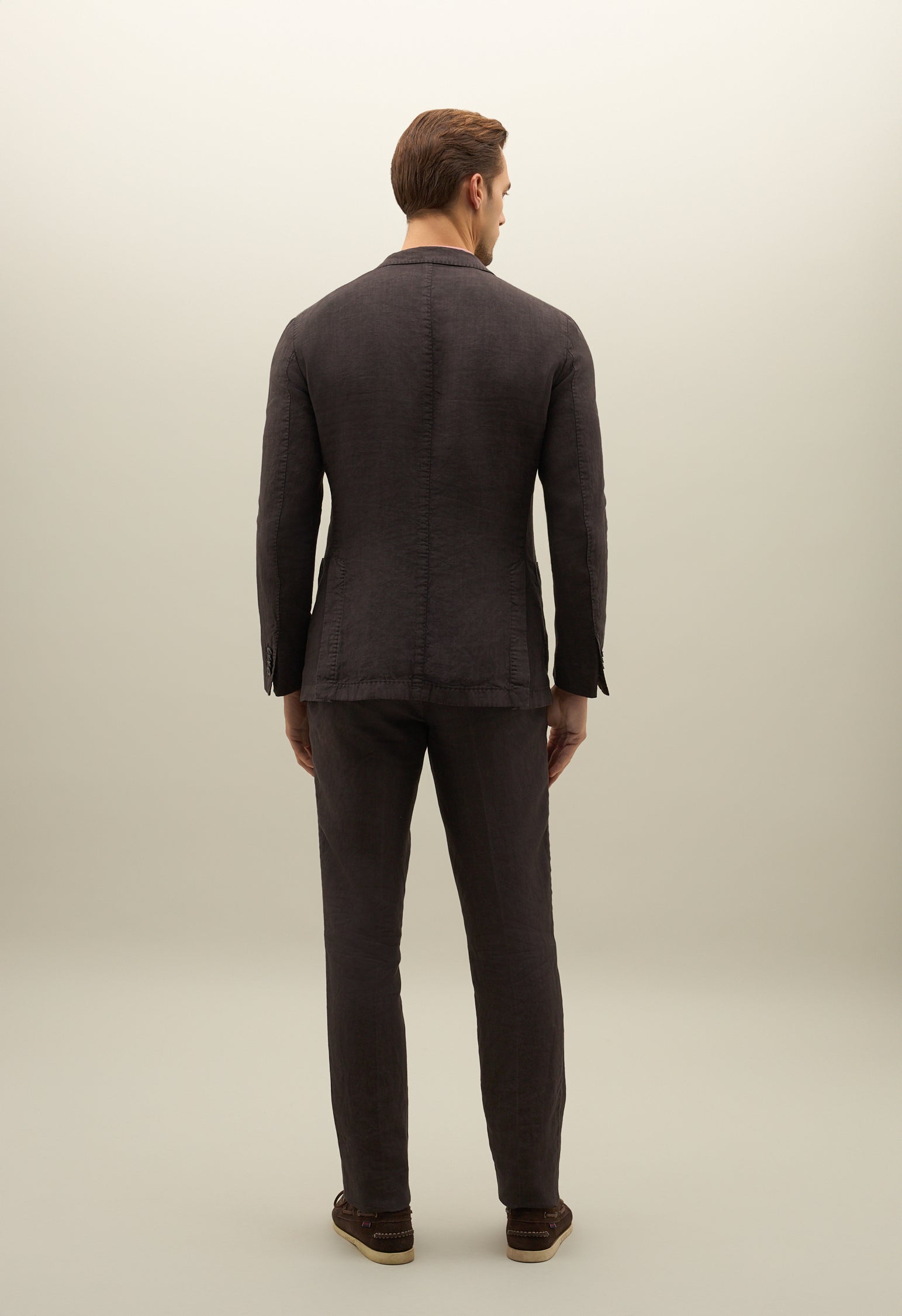 Brown Garment Dyed Linen K-Suit