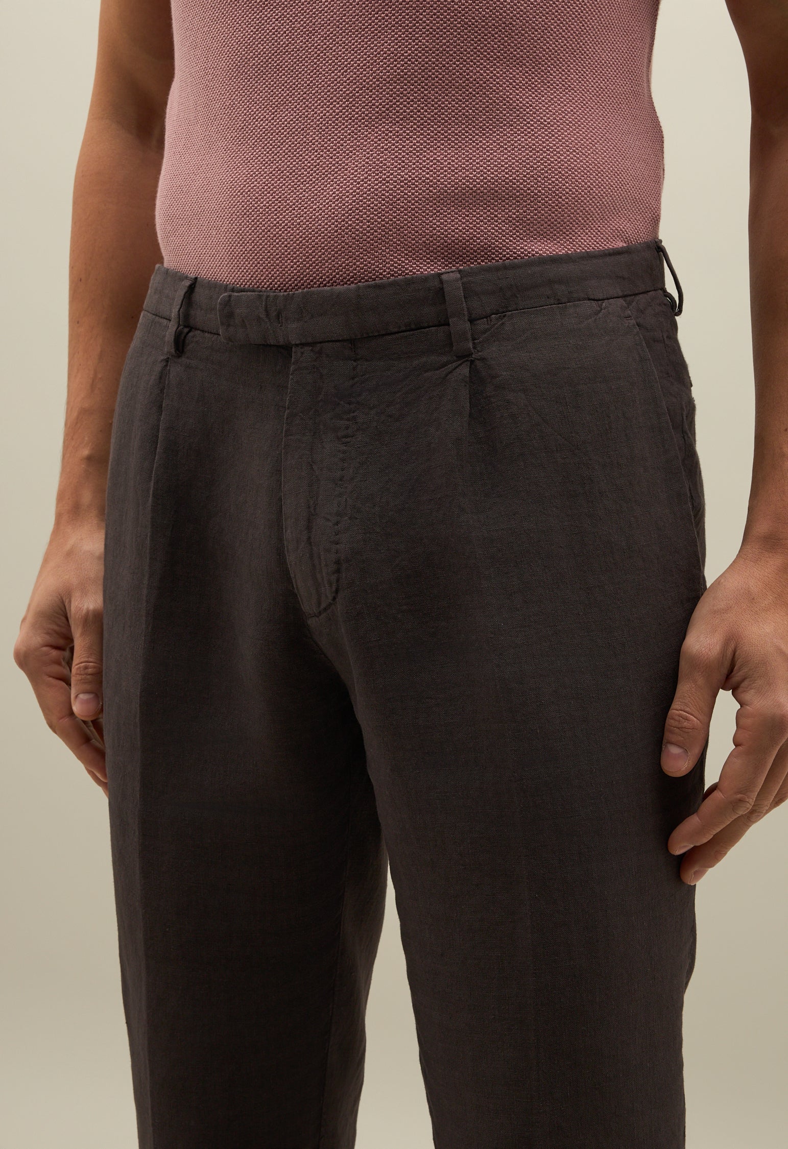 Brown Garment Dyed Linen K-Suit
