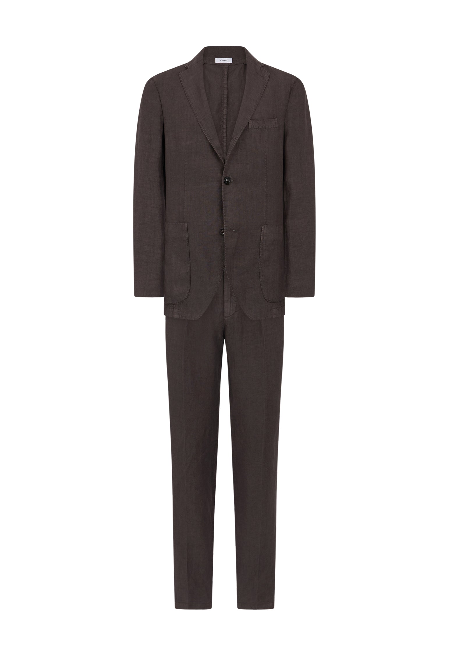 Brown Garment Dyed Linen K-Suit