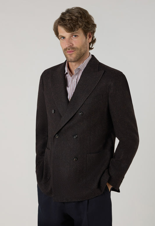Brown Shetland Chevron double-breasted K-Jacket
