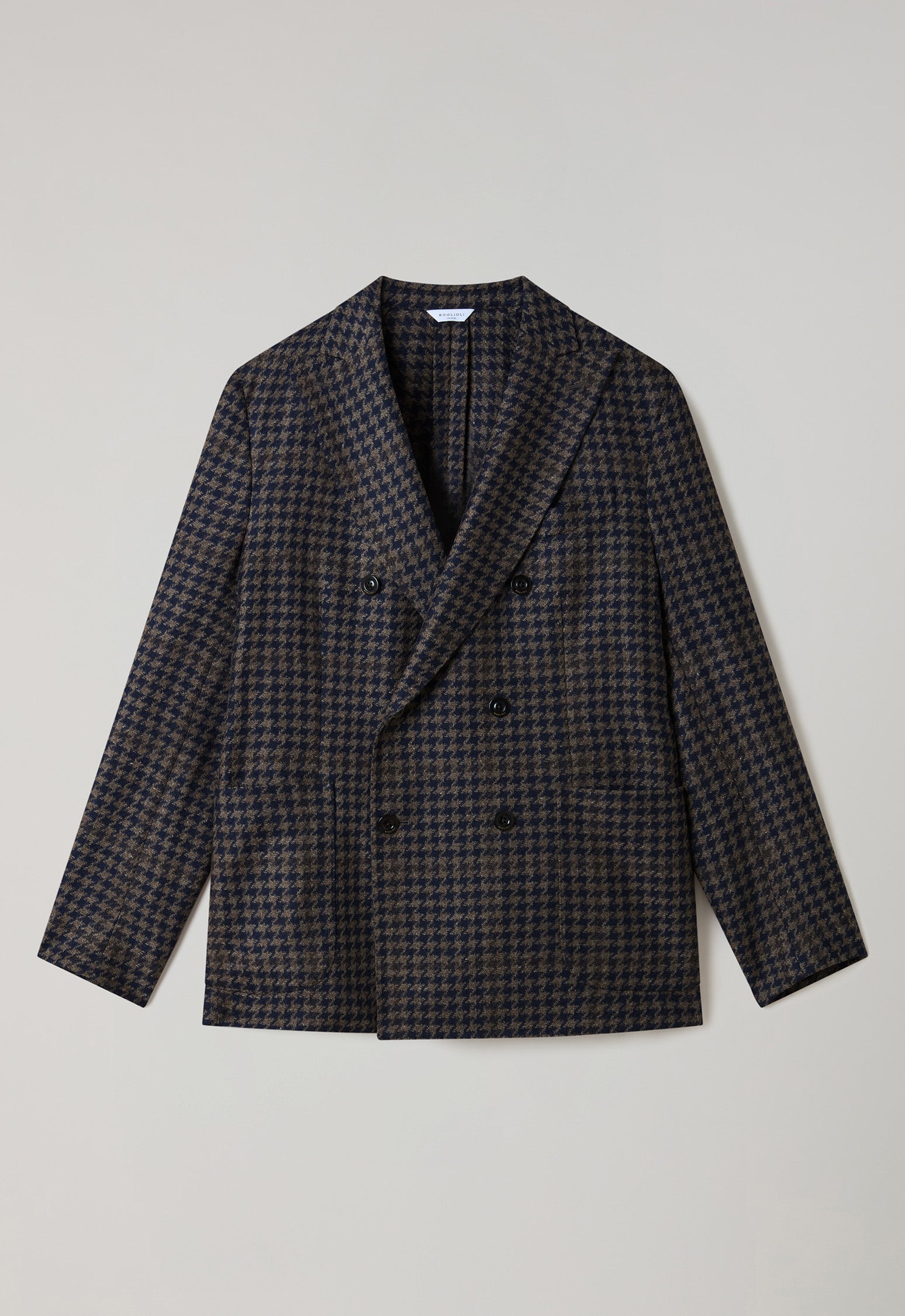 K-Jacket doppiopetto in lana e cashmere pied-de-poule marrone