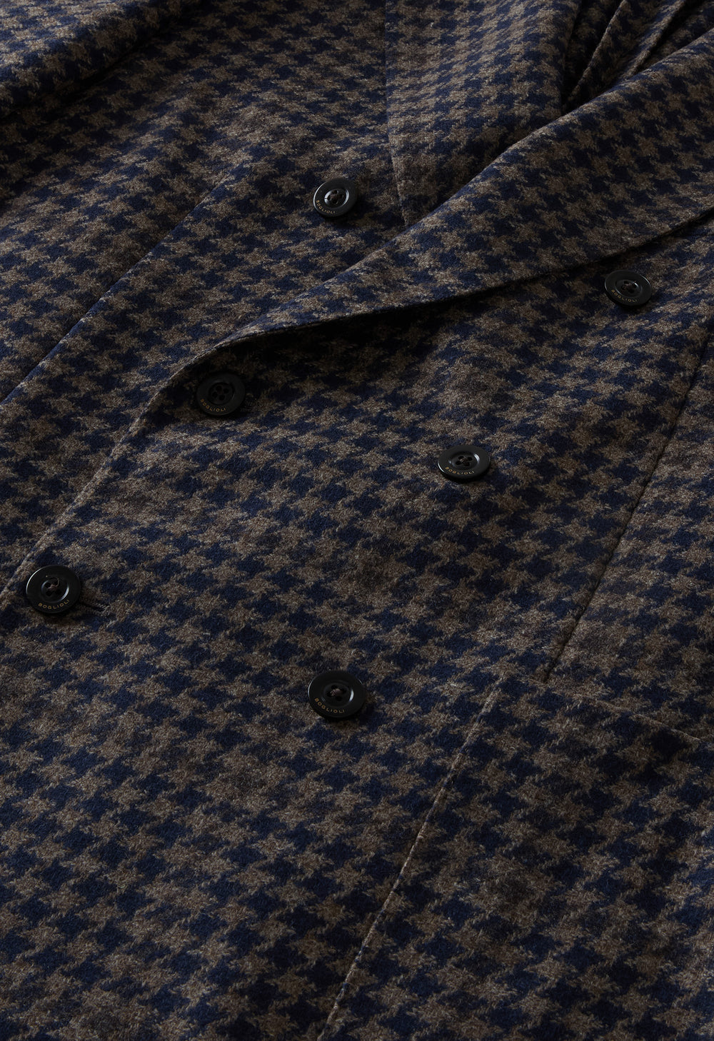 K-Jacket doppiopetto in lana e cashmere pied-de-poule marrone
