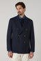 Doppelreihige blaue K-Jacket aus leichter Wabenwolle