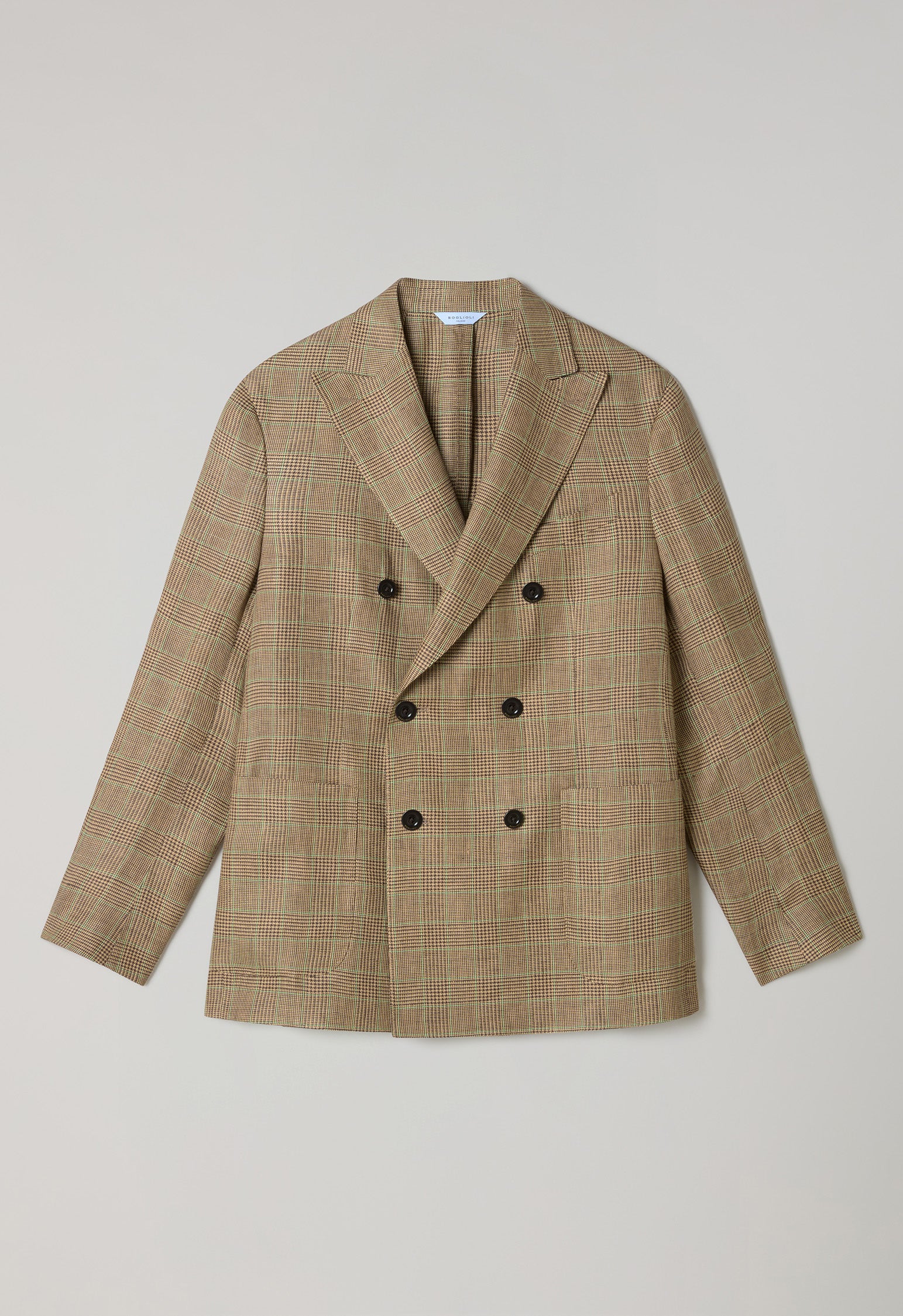K-Jacket doppiopetto in lino Principe di Galles grano fantasia
