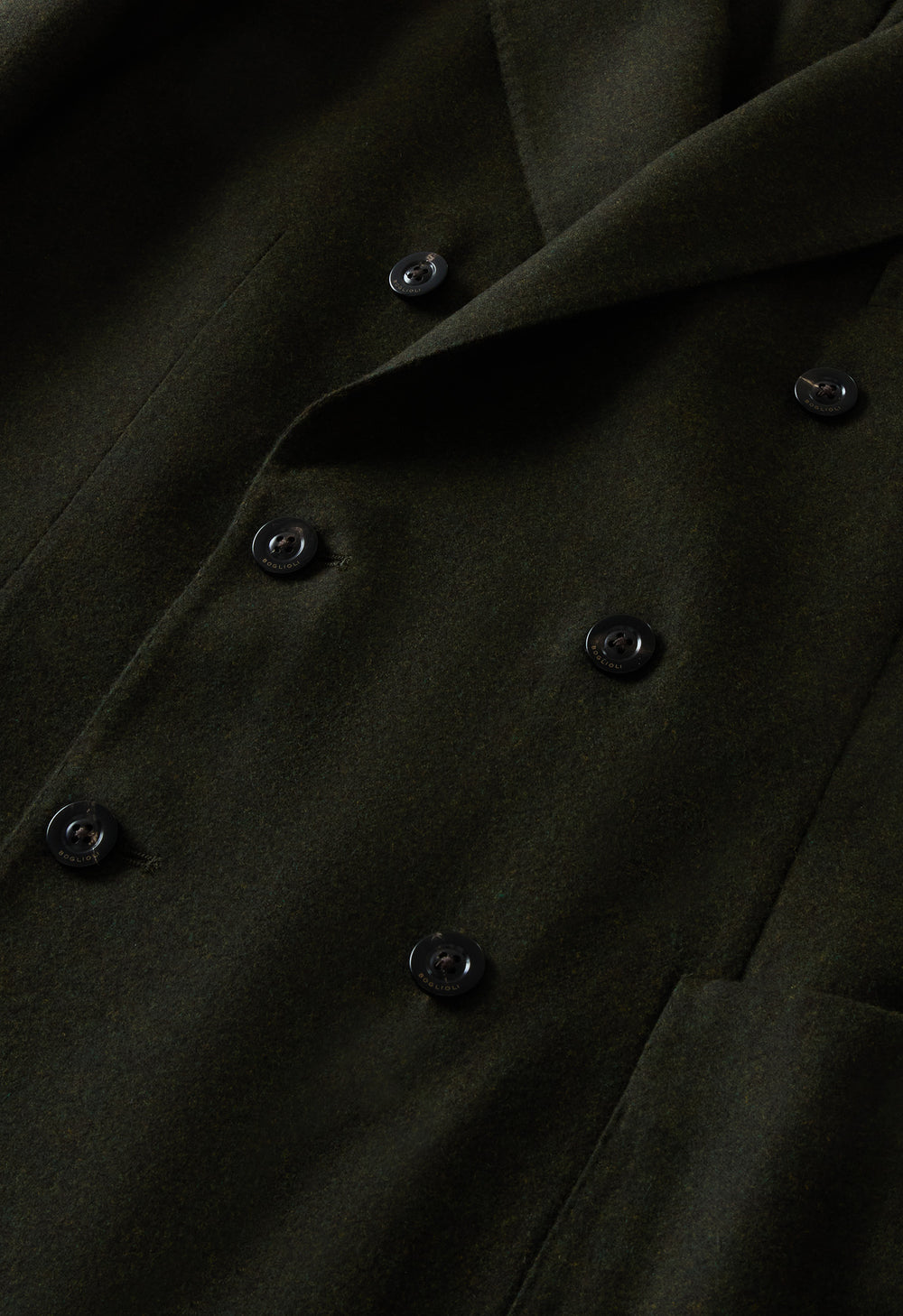 Dark Green Washed Flannel double-breasted K-Jacket
