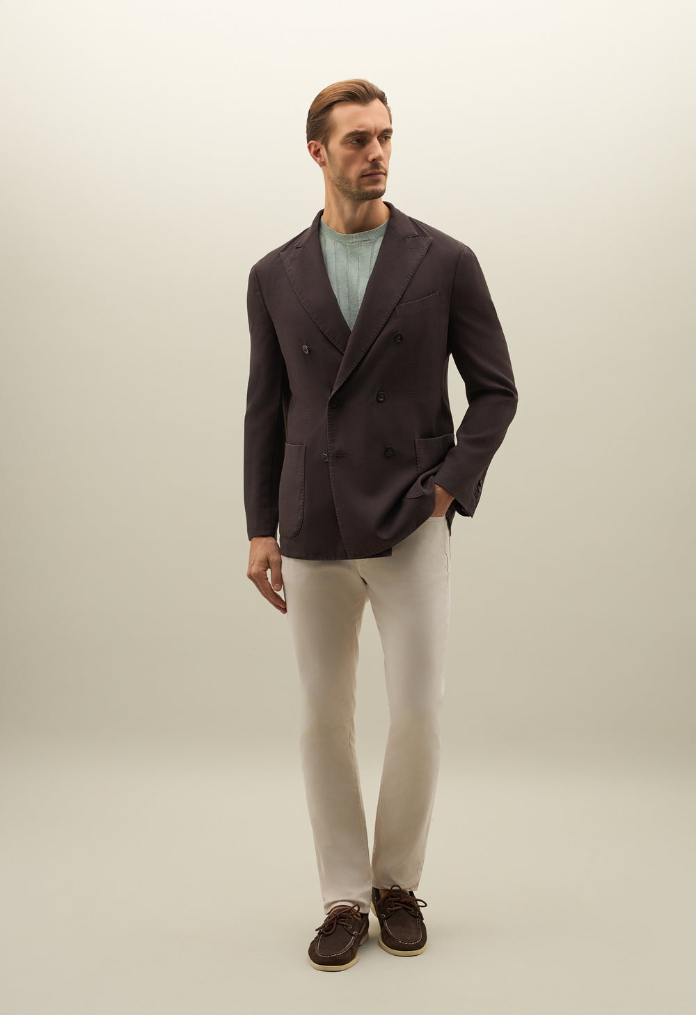 Brown High Performance Crêpe Wool double-breasted K-Jacket