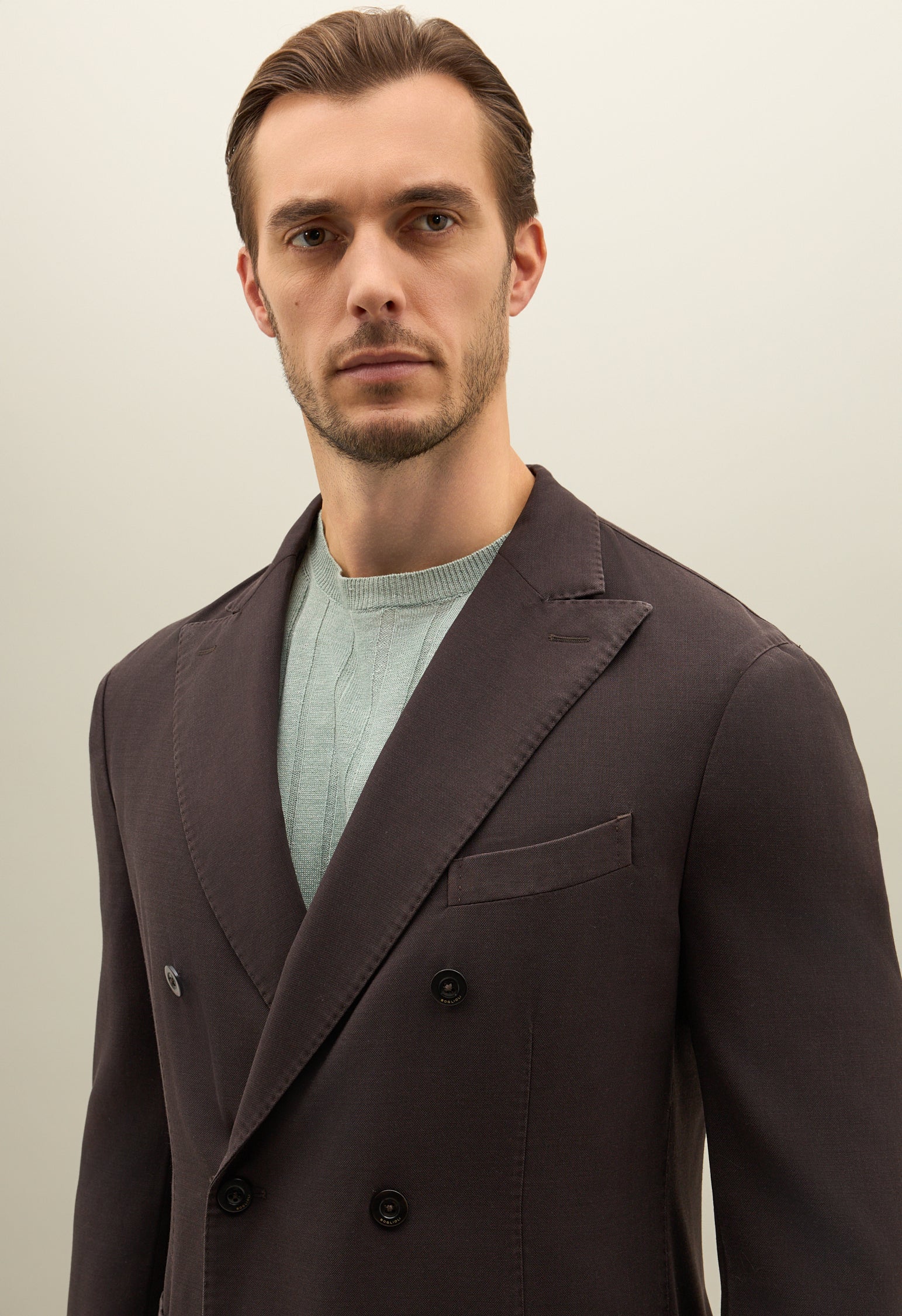 Brown High Performance Crêpe Wool double-breasted K-Jacket