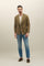 K-Jacket doppiopetto in twill di cotone e lino khaki