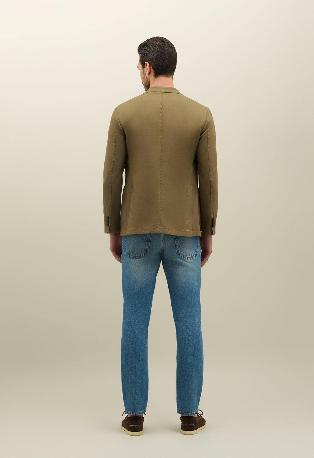 K-Jacket doppiopetto in twill di cotone e lino khaki