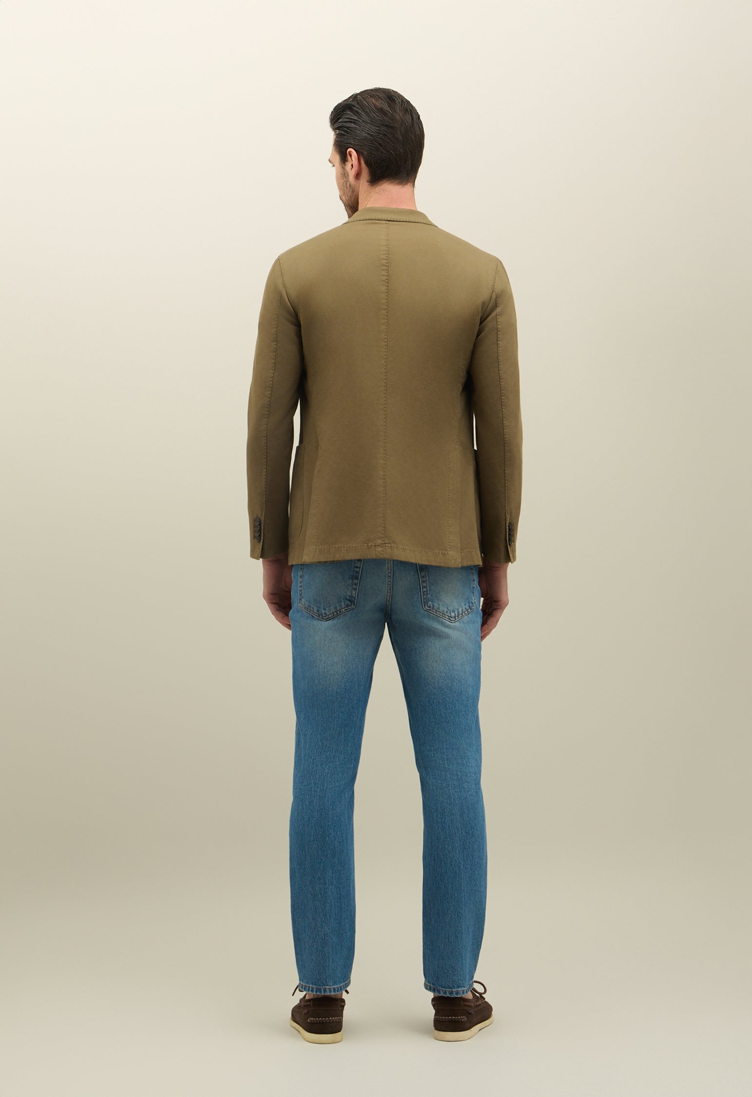 K-Jacket doppiopetto in twill di cotone e lino khaki