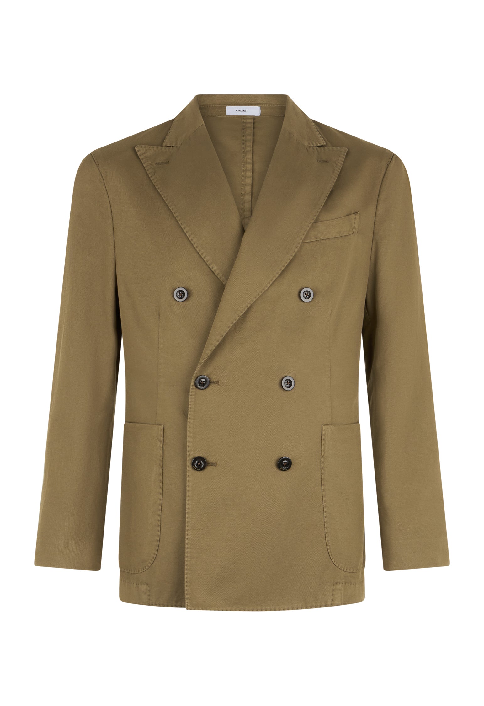 K-Jacket doppiopetto in twill di cotone e lino khaki