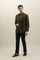 Dark Green Cotton Linen Twill Double-Breasted K-Jacket