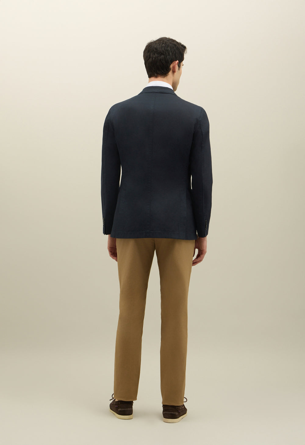 Blue Cotton Linen Twill Double-Breasted K-Jacket