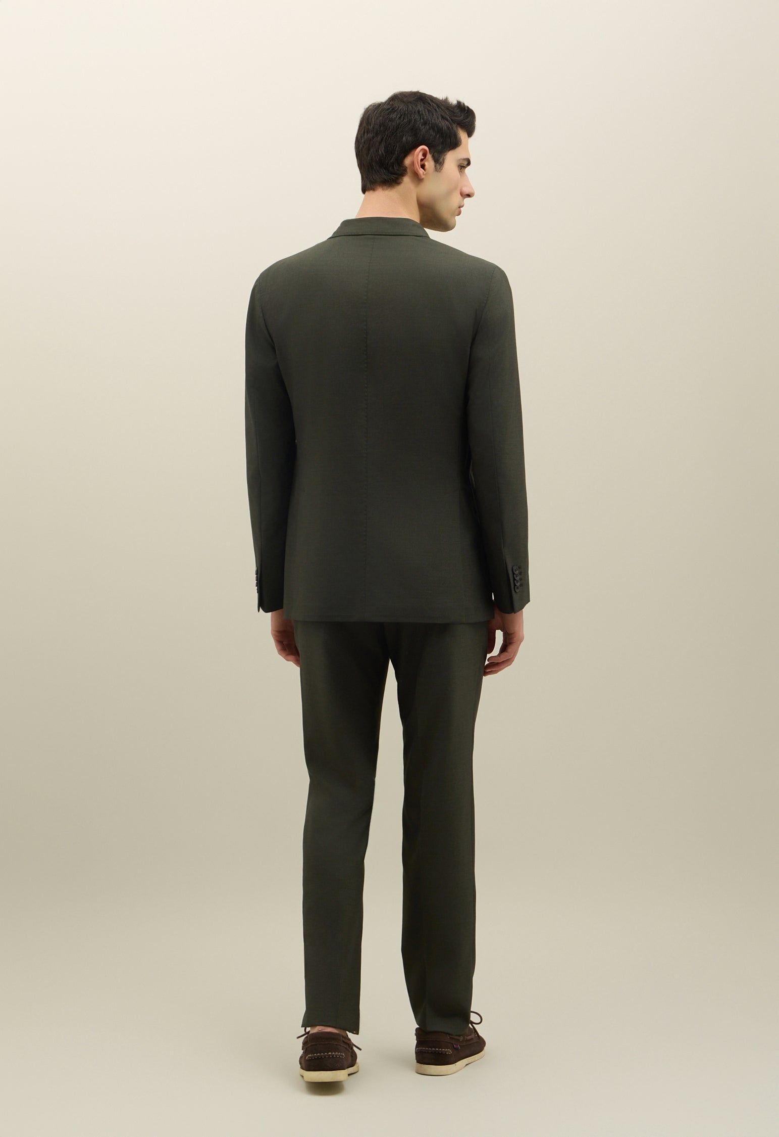Green Luxury Wool Silk Canva double-breasted K-Suit