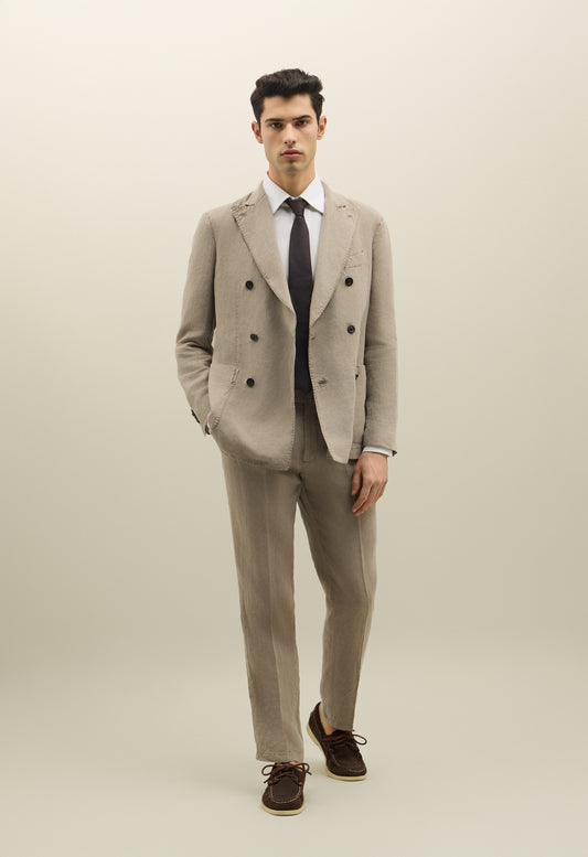 Abito K-Jacket doppiopetto in lino Tinto Terra beige