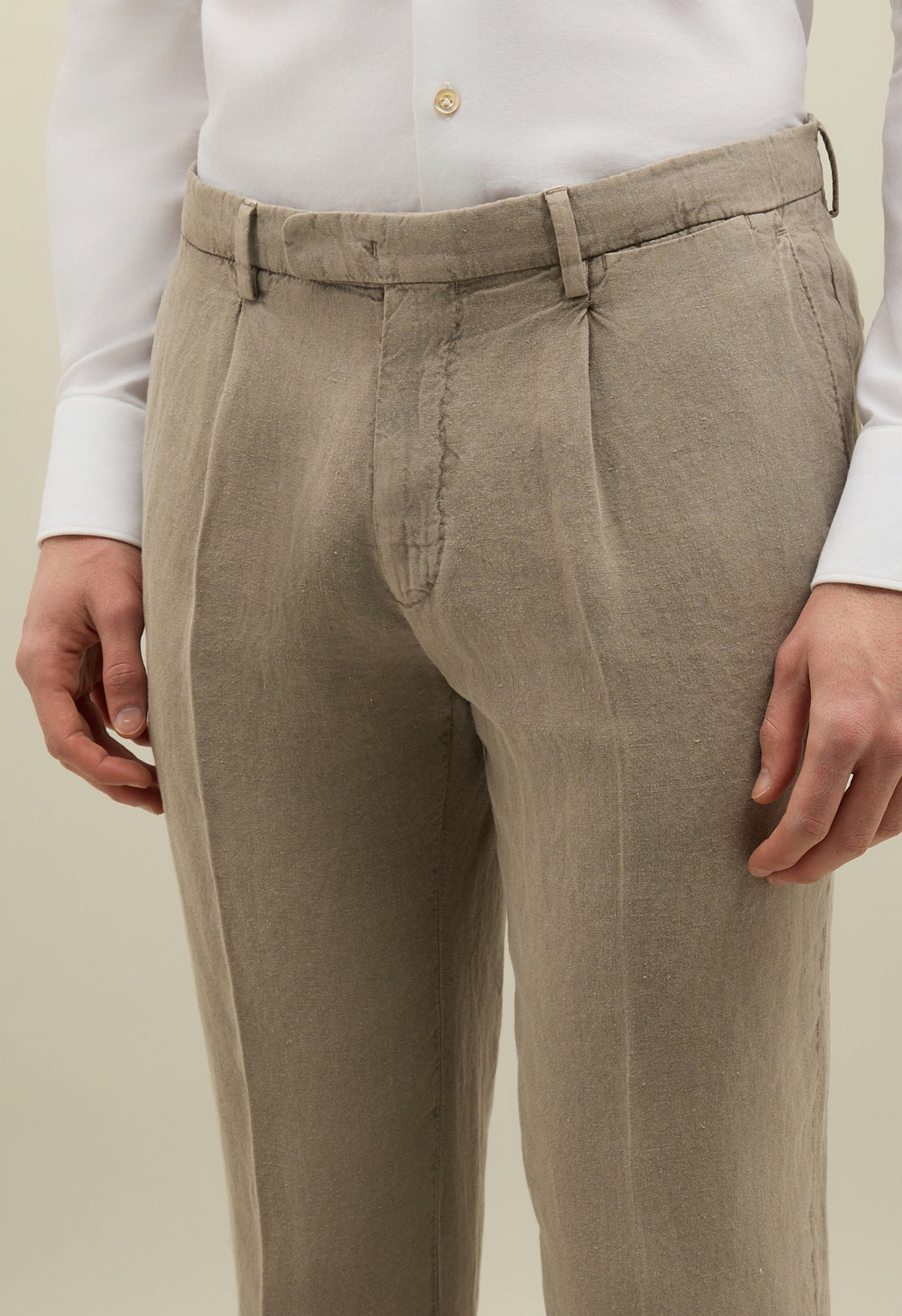 Beige Tinto Terra Linen double-breasted K-Suit