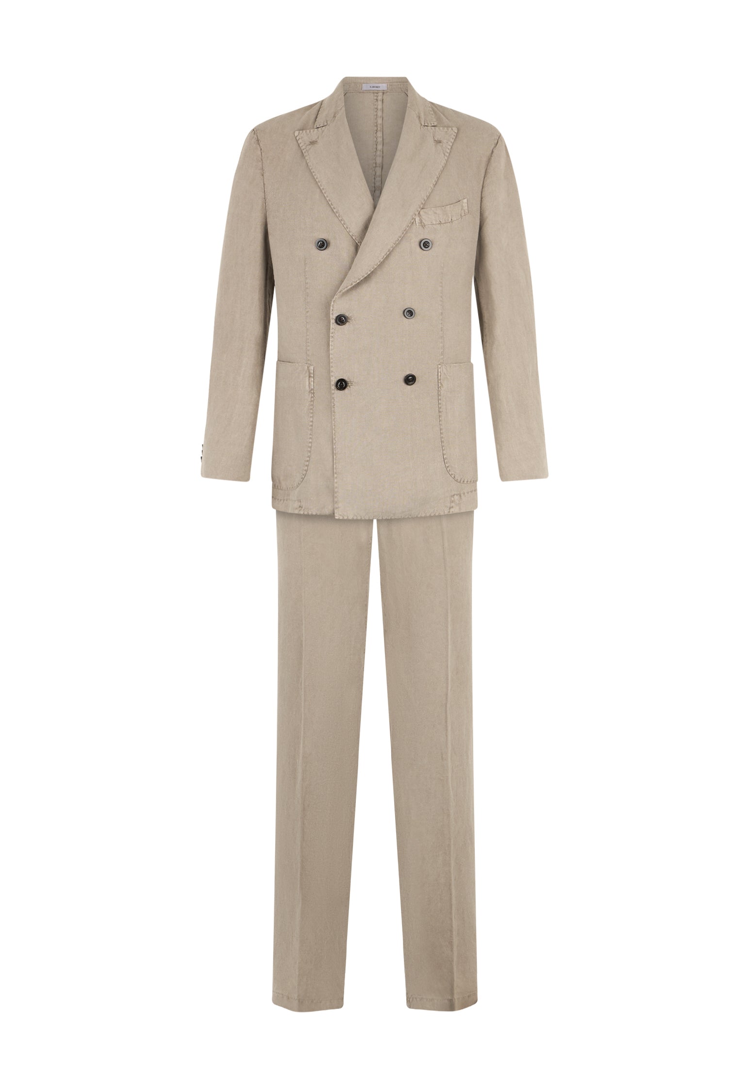 Beige Tinto Terra Linen double-breasted K-Suit