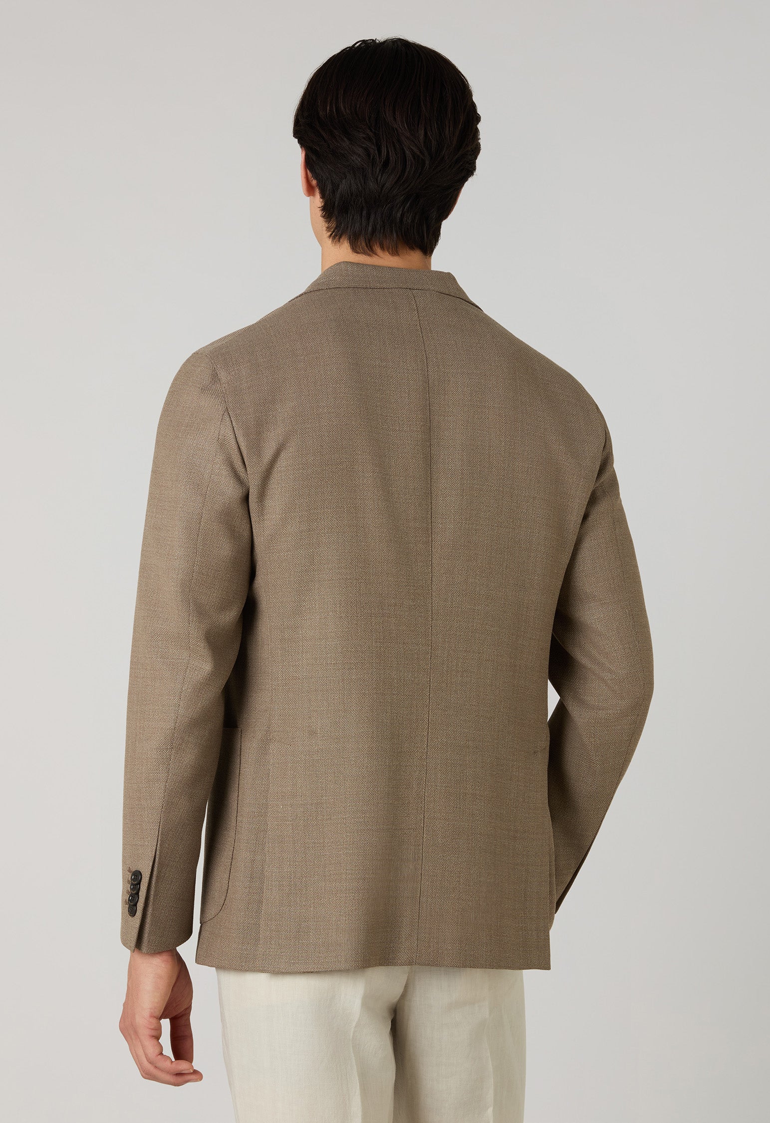 Light Brown Light Wool Honeycomb K-Jacket with Wide Lapels