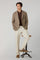 Light Brown Light Wool Honeycomb K-Jacket with Wide Lapels