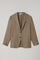 Light Brown Light Wool Honeycomb K-Jacket with Wide Lapels