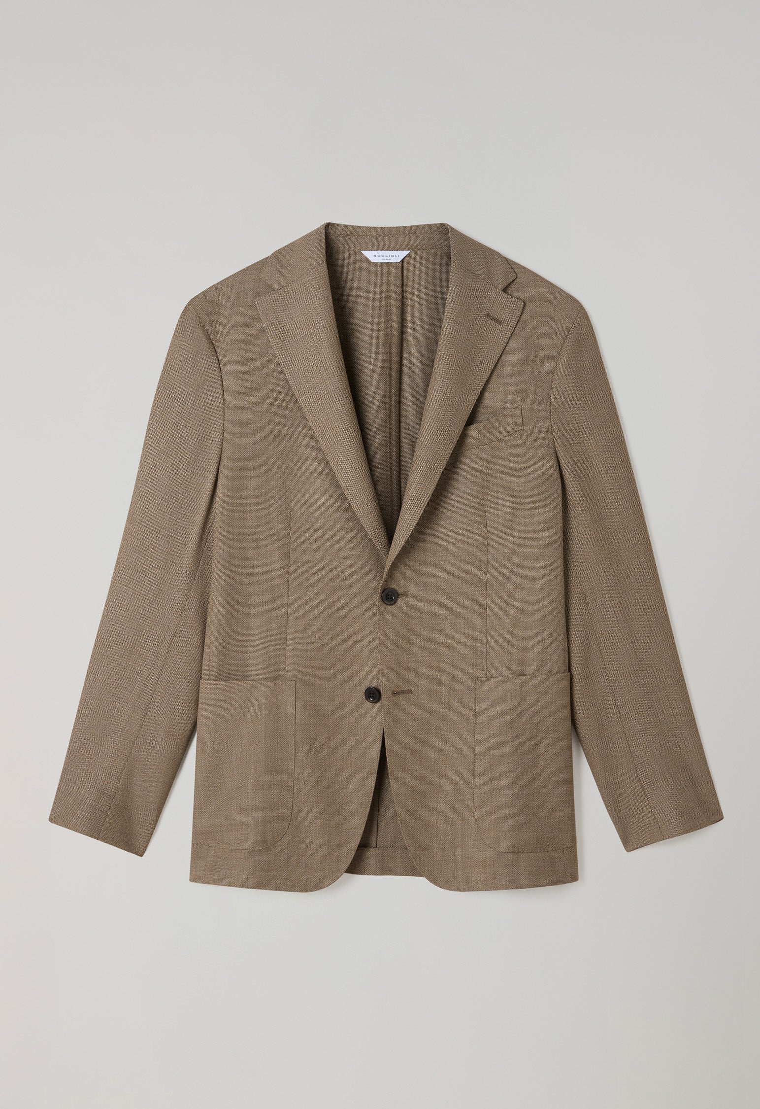 Light Brown Light Wool Honeycomb K-Jacket with Wide Lapels