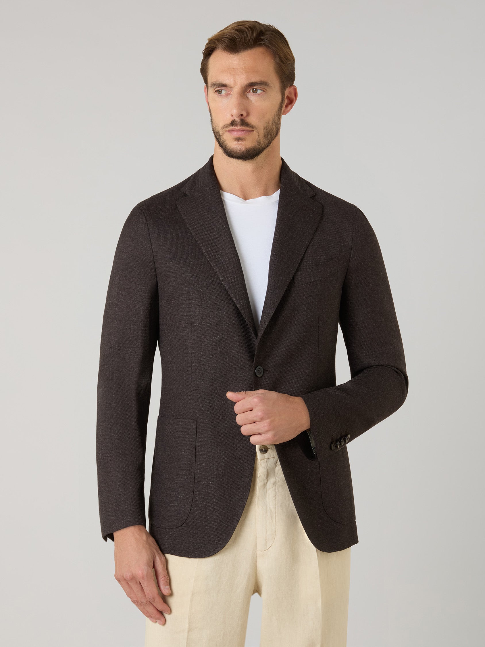 Brown Light Wool Honeycomb K-Jacket