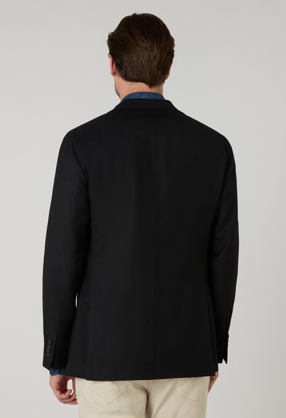 Black Light Wool Honeycomb K-Jacket Wide Lapel