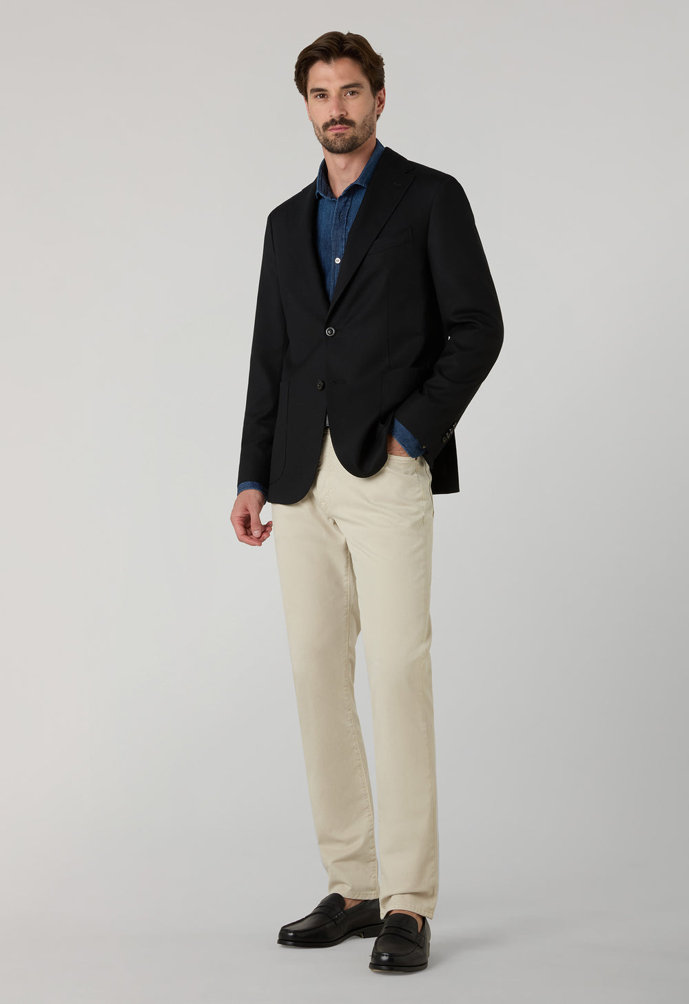 Black Light Wool Honeycomb K-Jacket Wide Lapel