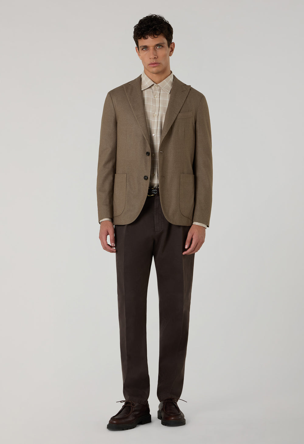 Brown Garment Dyed Wool K-Jacket 