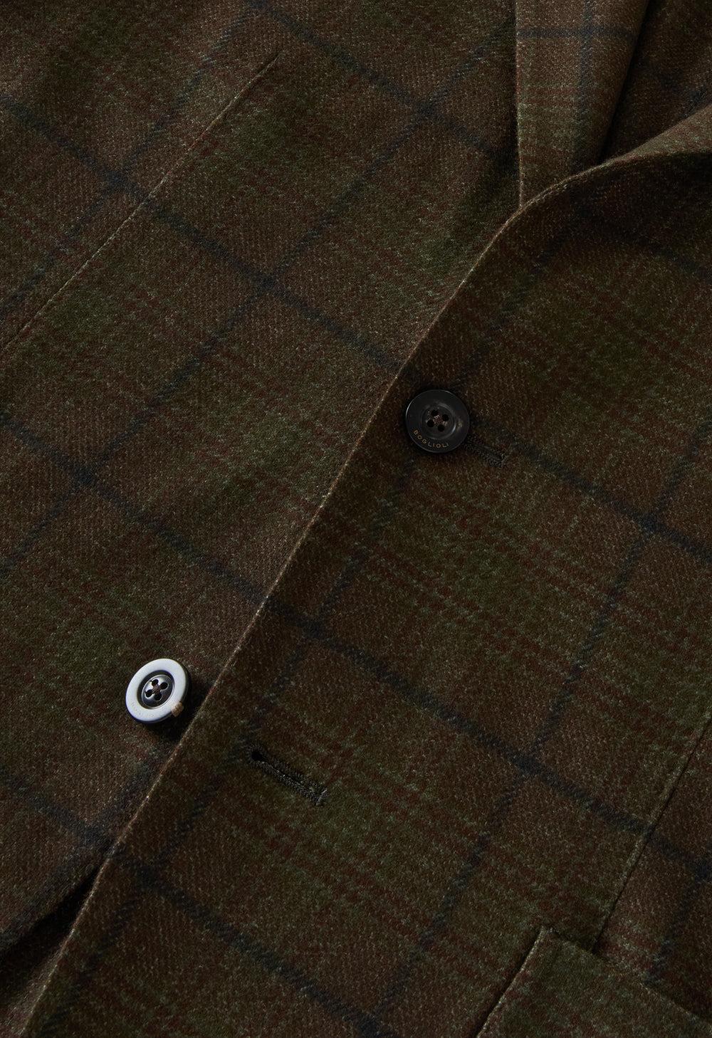 Green Garment Dyed Overcheck Wool K-Jacket