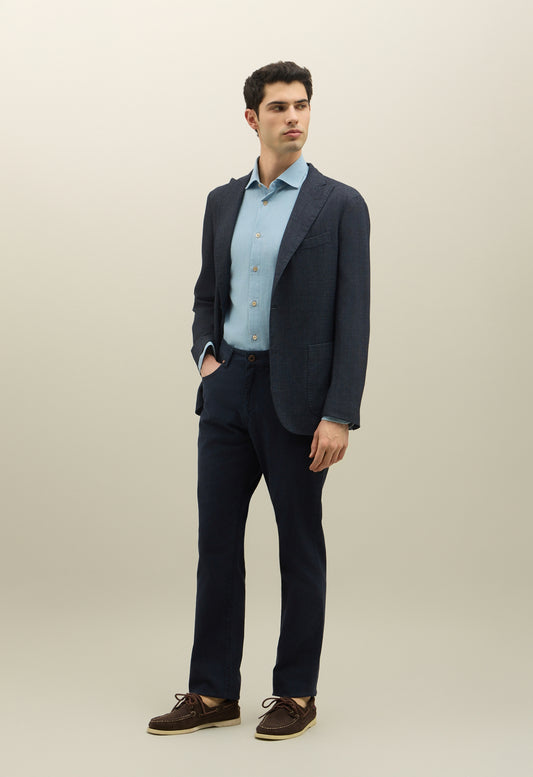 K-Jacket in lana tinta in capo a nido d'ape blue