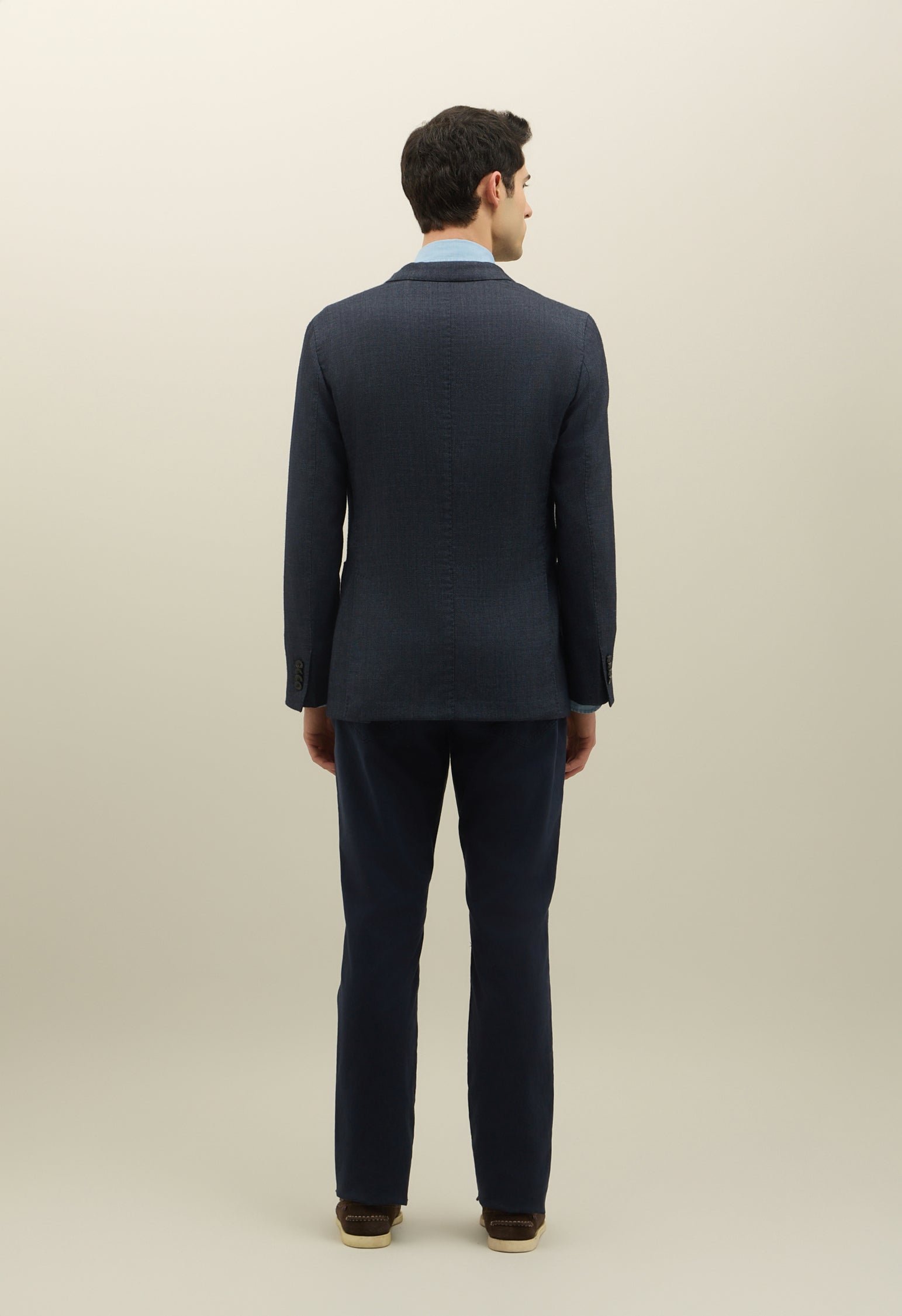 Blue Garment Dyed Wool Honeycomb K-Jacket