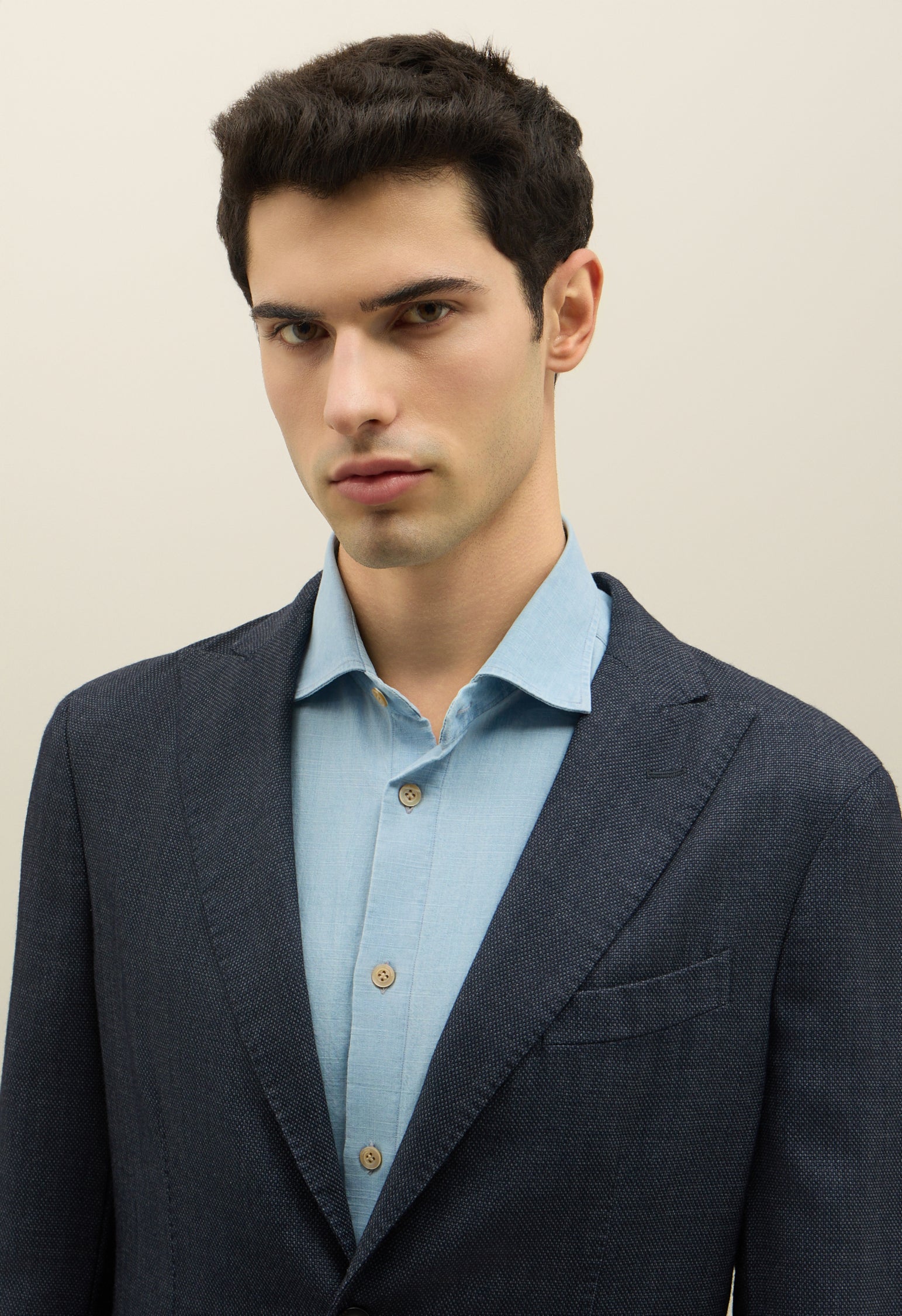 Blue Garment Dyed Wool Honeycomb K-Jacket