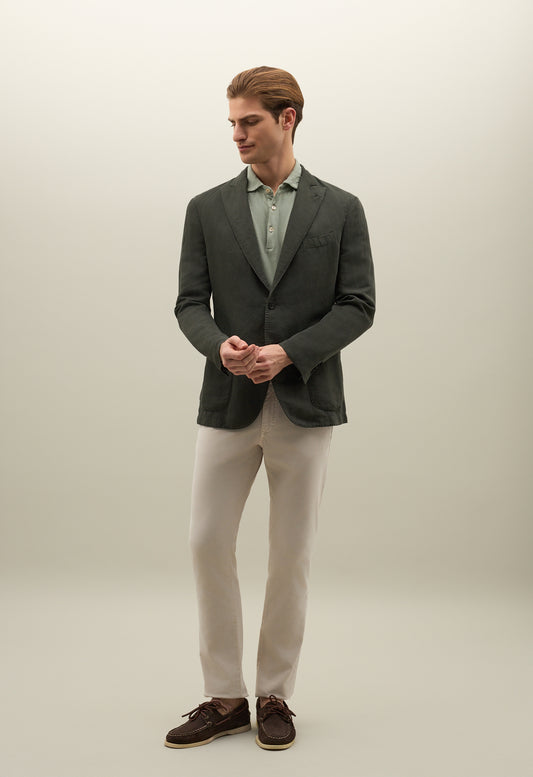 K-Jacket in cotone e lino satin verde