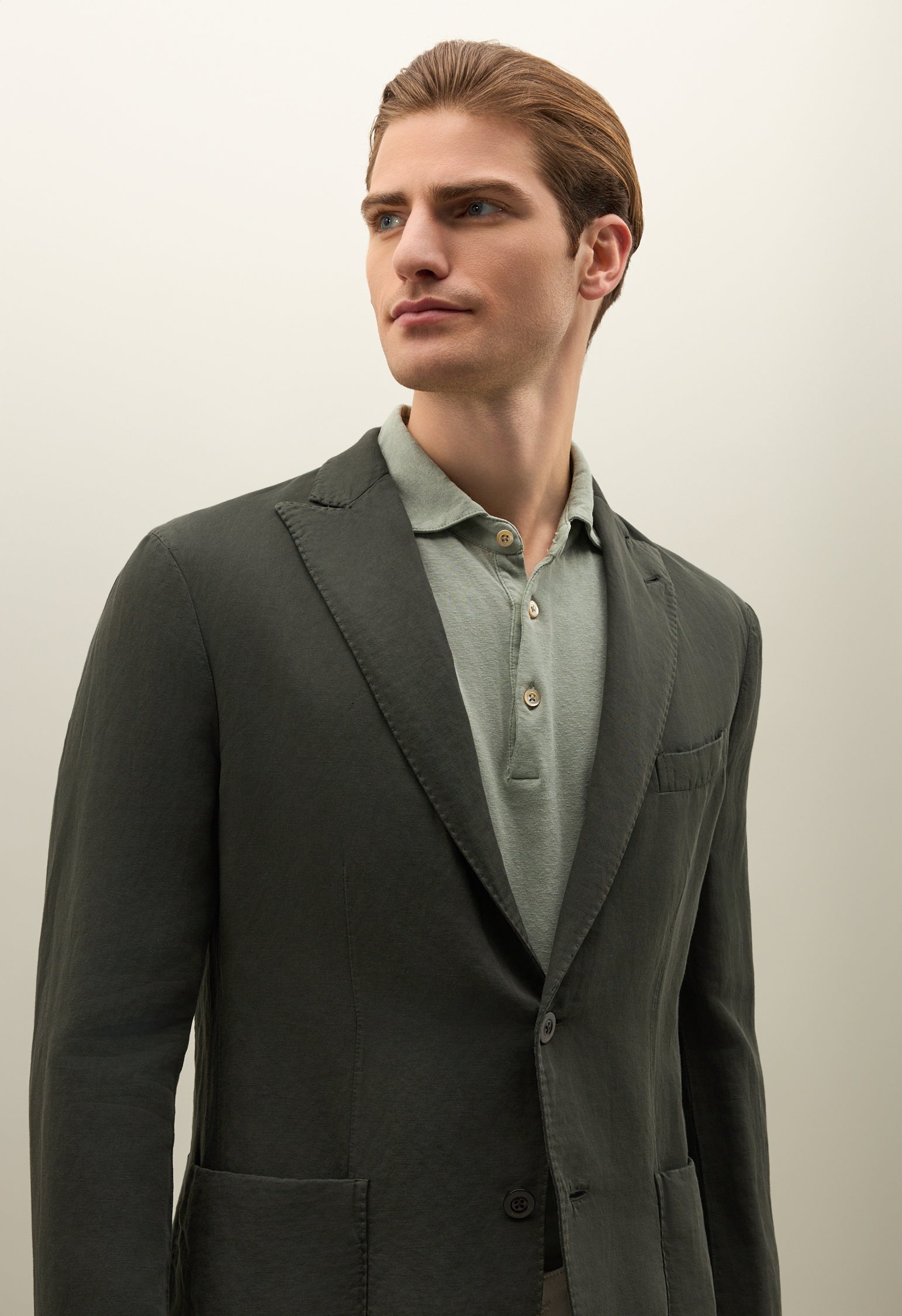 Green Cotton Linen satin K-Jacket