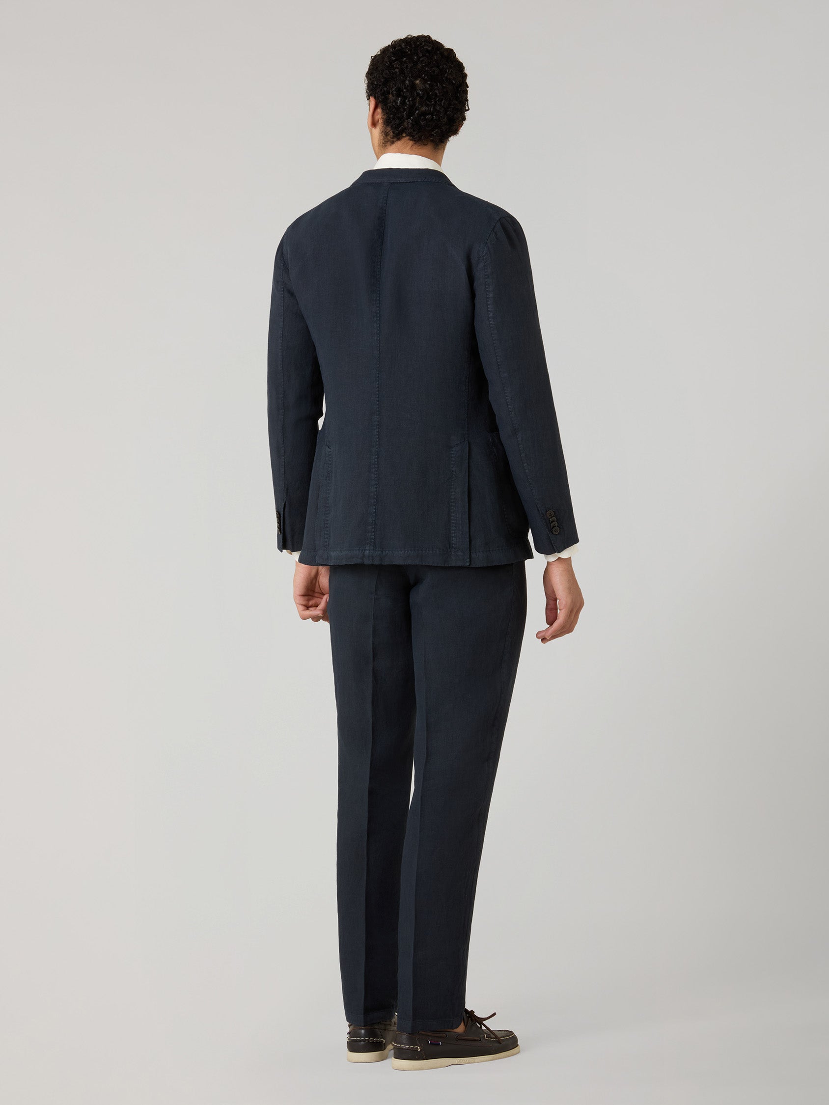 Blue Garment Dyed Linen K-Suit