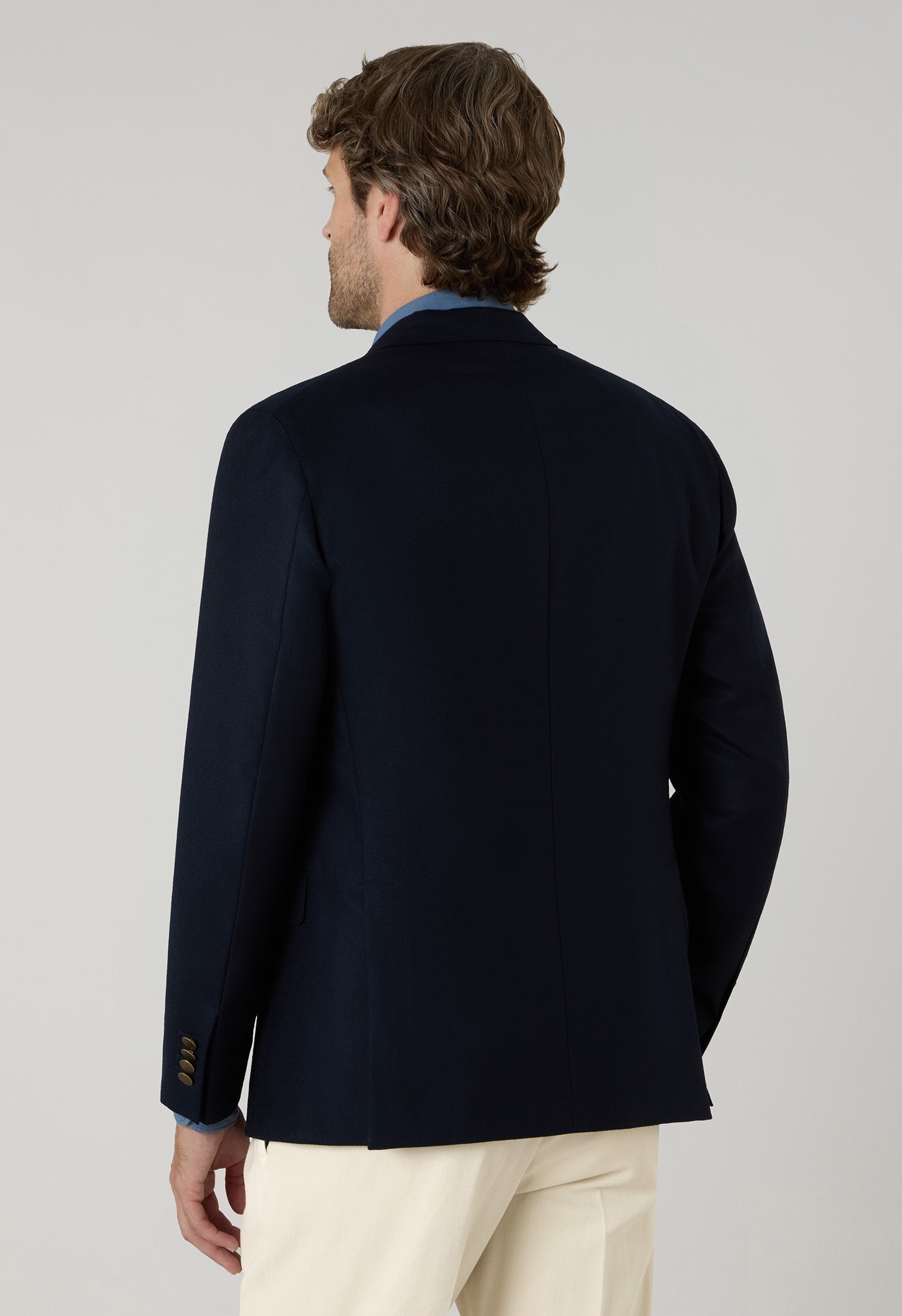 Dunkelblaue K-Jacket aus Hopsack-Wolle