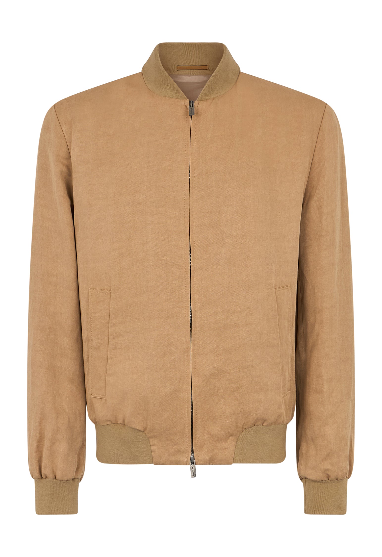 Dark Beige Linen Tencel Satin Bomber