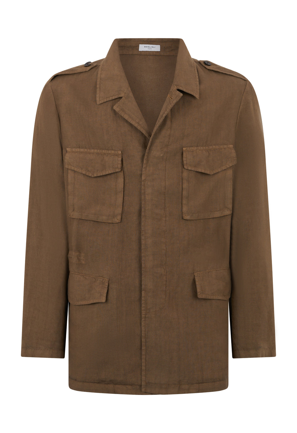 Brown Garment-dyed Linen Field Jacket