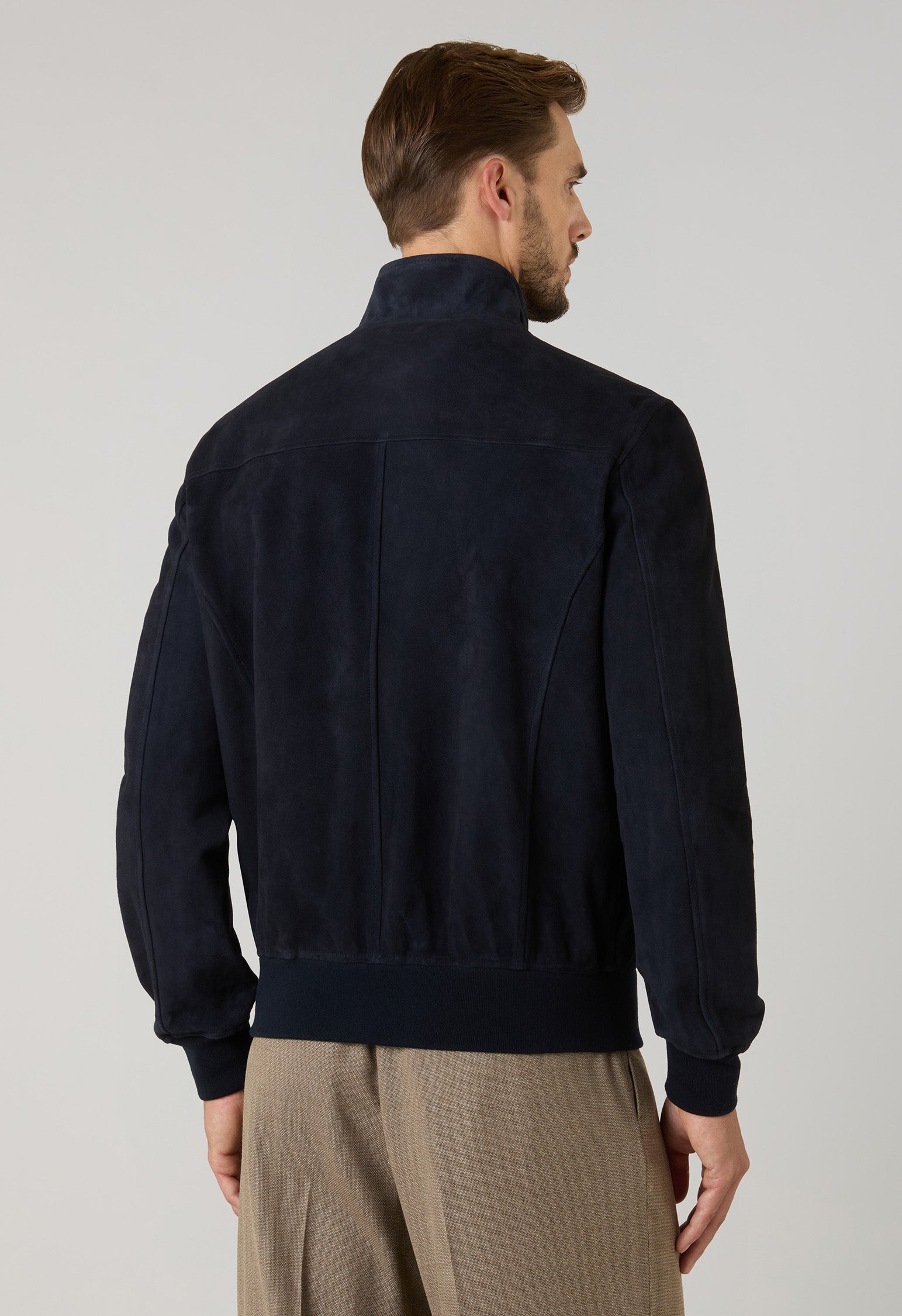 Bomber in suede blu