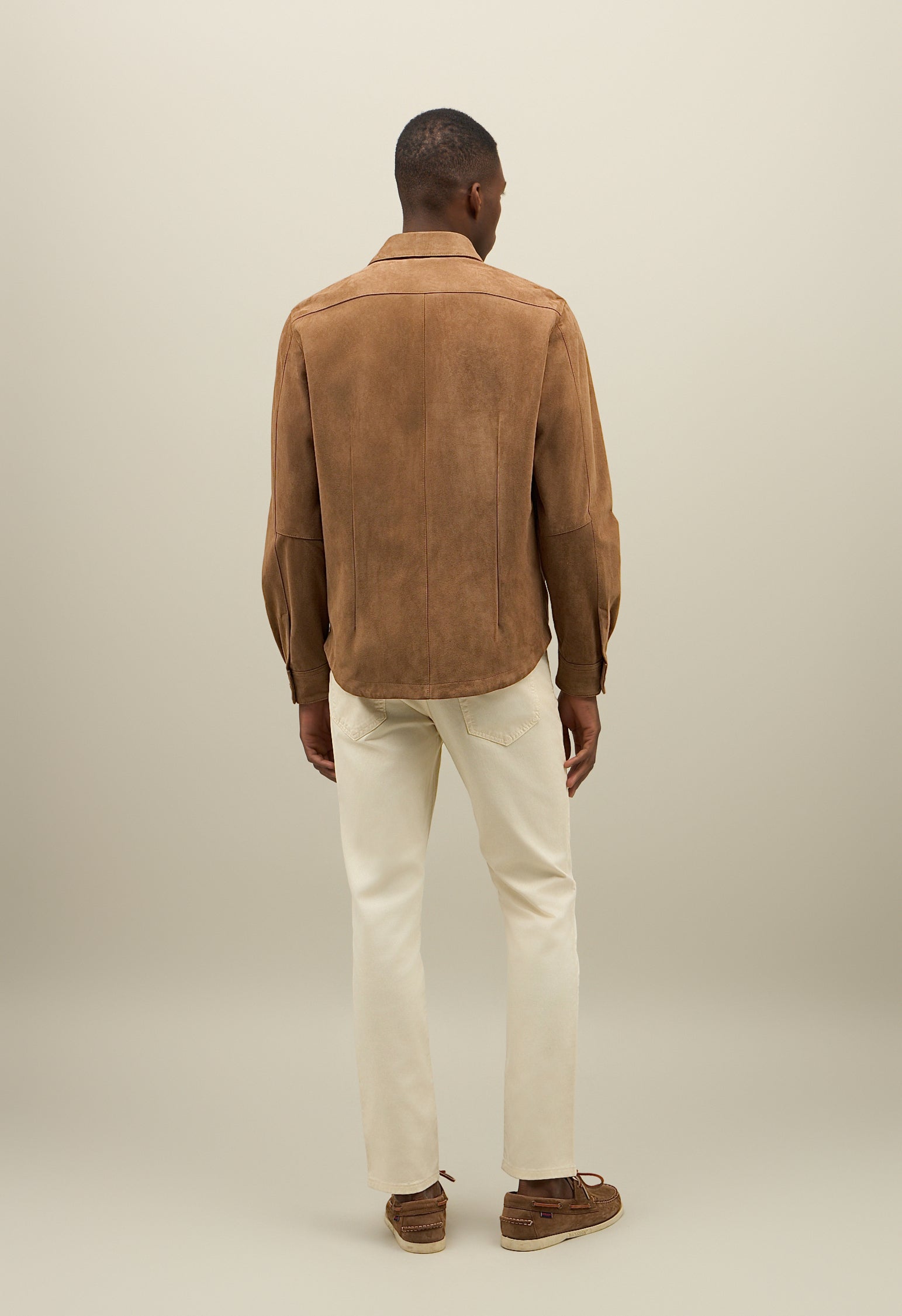Overshirt in suede beige scuro