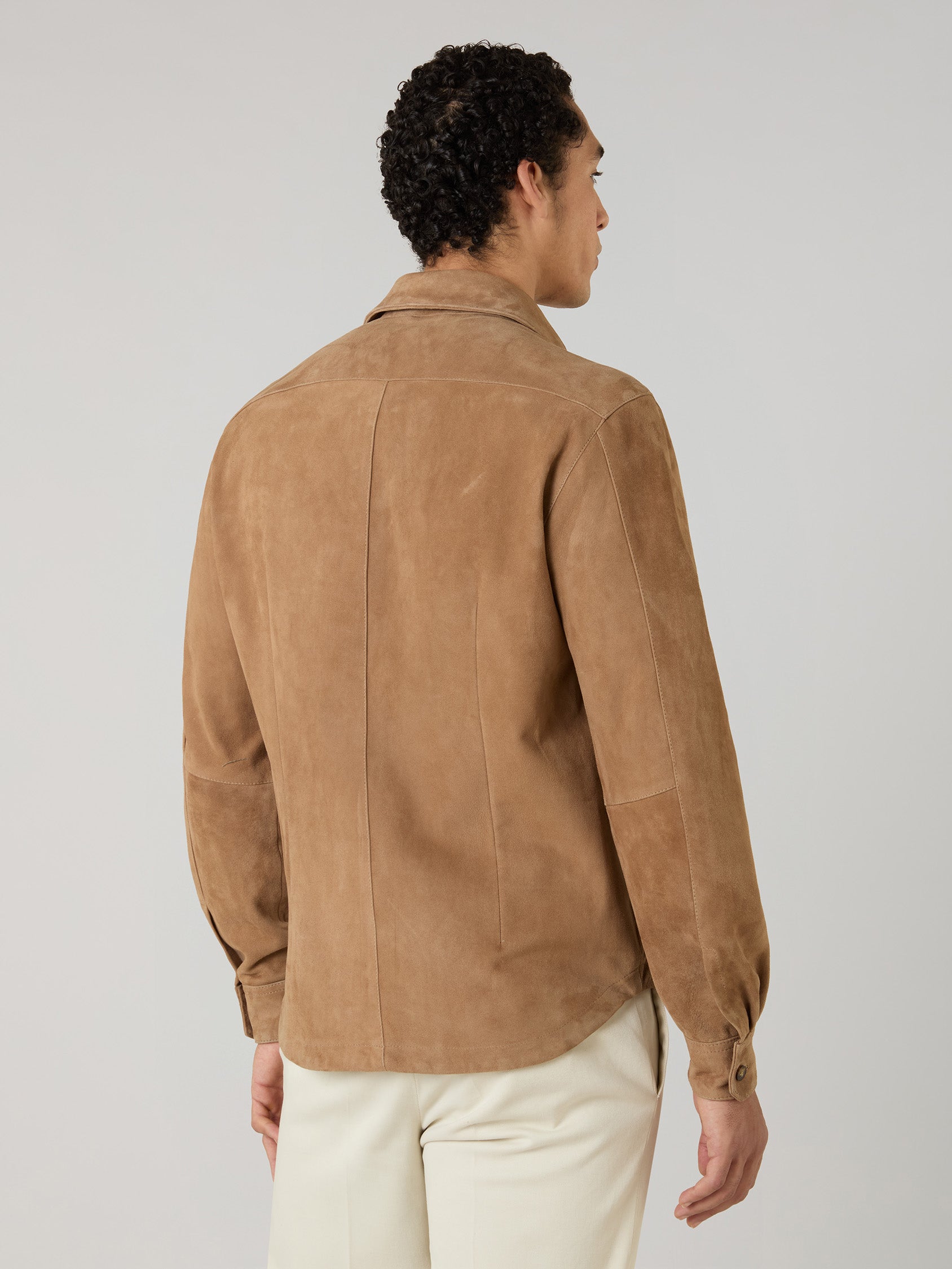 Overshirt in suede cammello