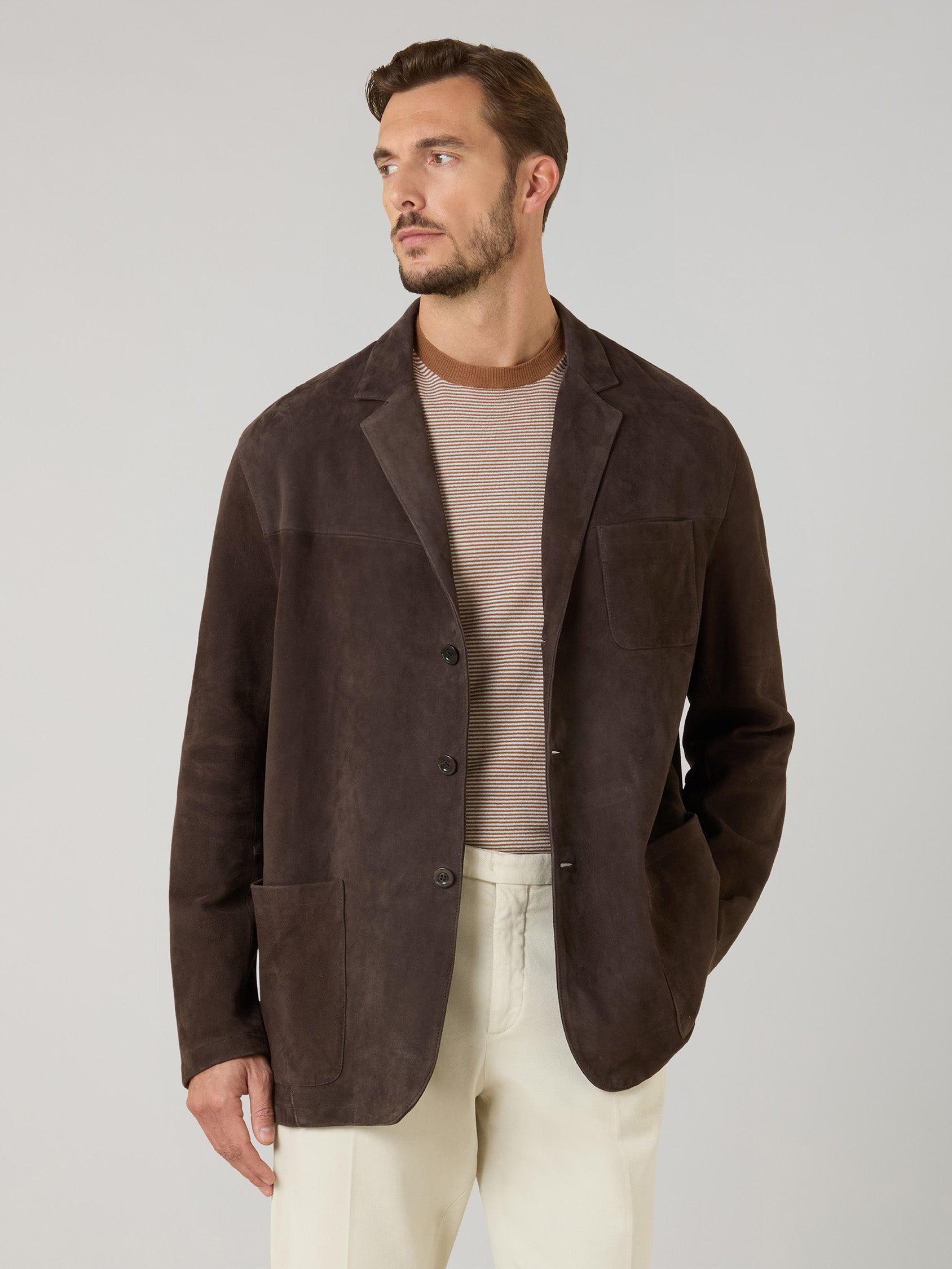 Blazer in suede marrone