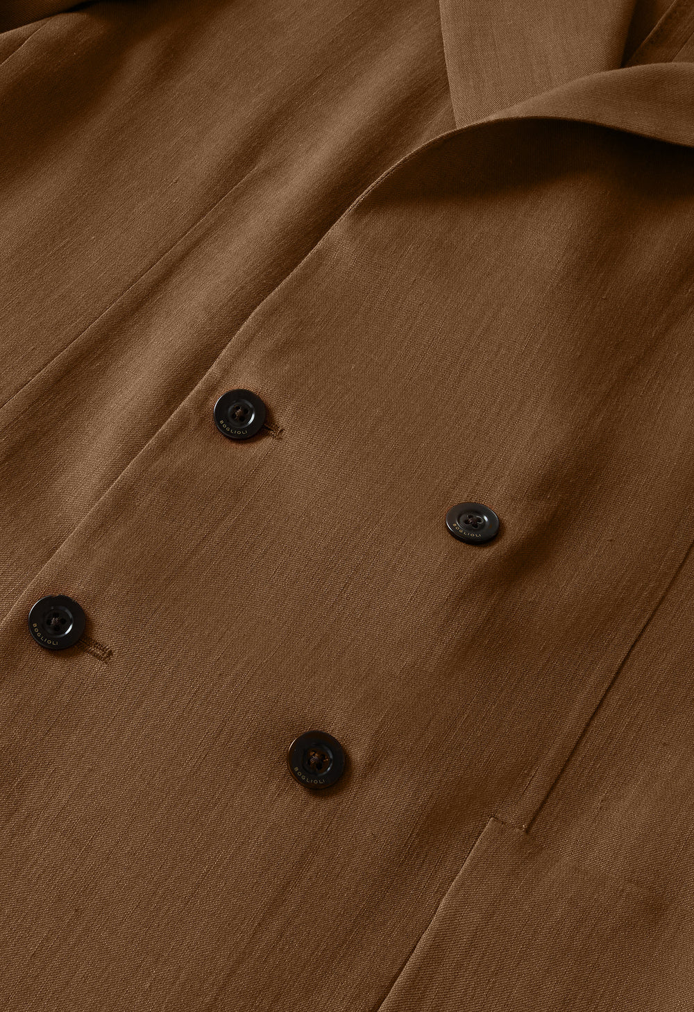 Braune doppelreihige Sartoria-Jacke aus Leinen und Mohair