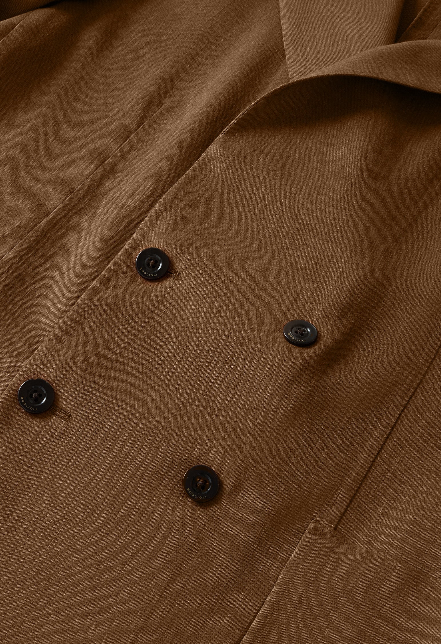 Braune doppelreihige Sartoria-Jacke aus Leinen und Mohair
