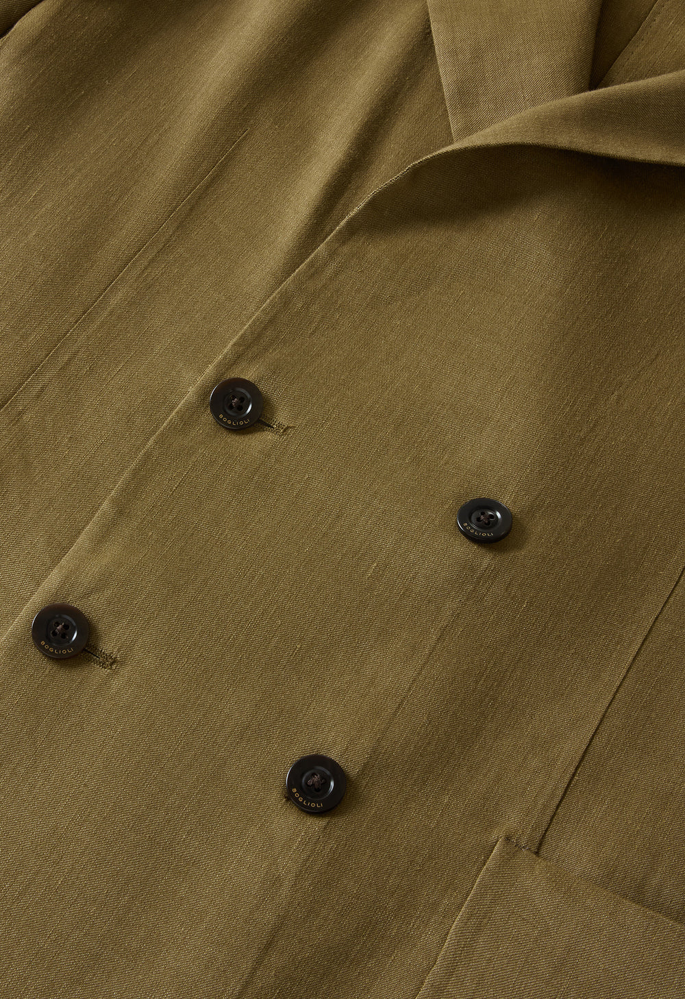 Giacca Sartoria doppiopetto in lino e mohair verde